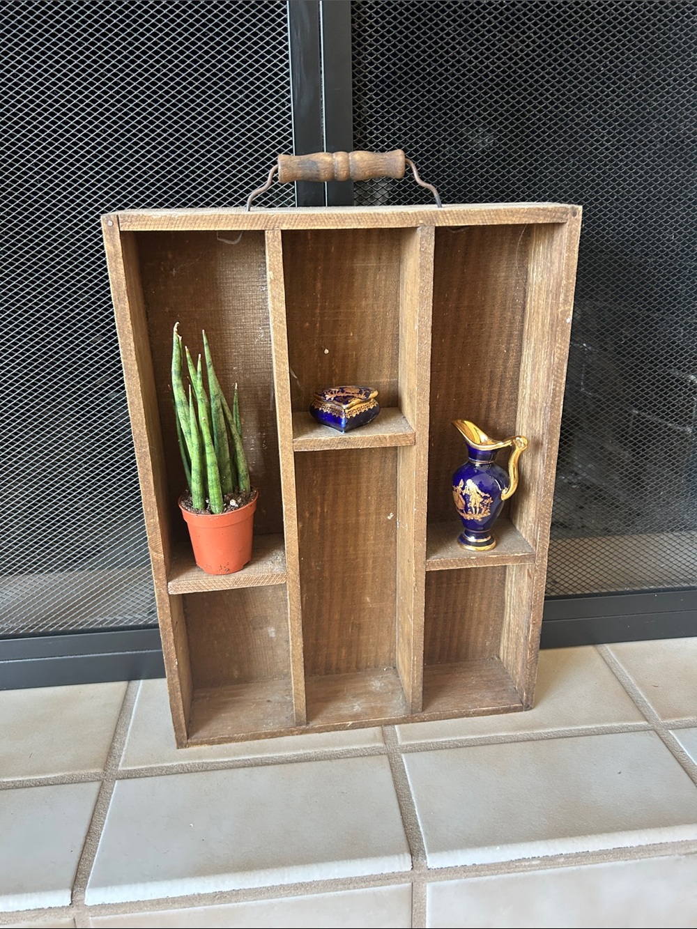 Vintage antique Wooden drawer Compartment Shelf - display decor staging